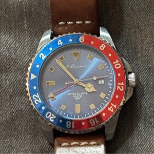 Swiss Quartz Stainless Steel leather watch
